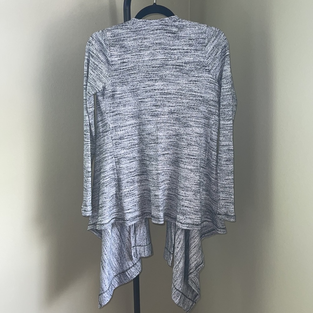 Three Dots Asymmetrical Heathered Open Cardigan Sweater Size S, Black & Gray - Picture 3 of 6